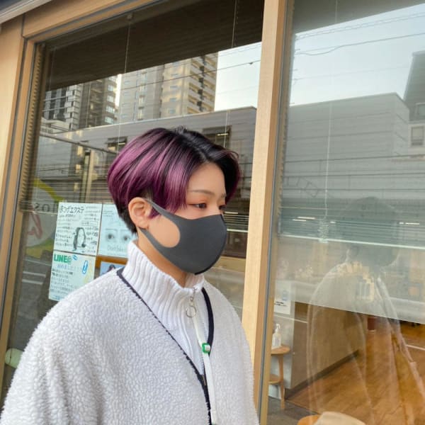 20代30代40代ユニセックスハンサムショートパープル