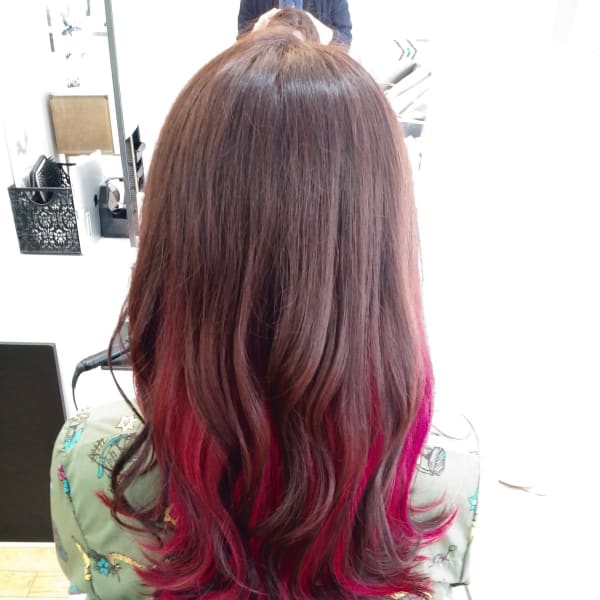 チェリーピンクグラデーション ロング/20代/30代