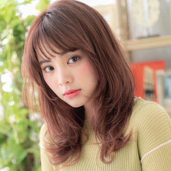 ミルクティーピンク外国人風ウルフレイヤー　スローカラー