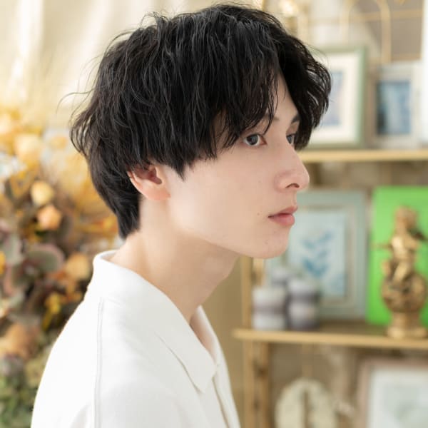 黒髪ツーブロックパーマくせ毛風スパイラル カール|COVER HAIR bliss【カバーヘア ブリス】上尾/上尾西口店