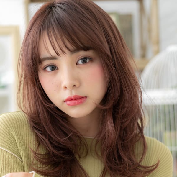 ミルクティーピンク外国人風ウルフレイヤー カール