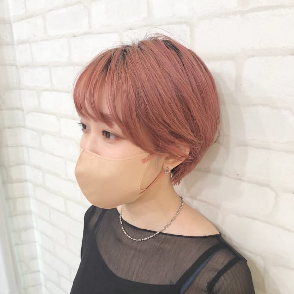 丸みショート　ピンクカラー