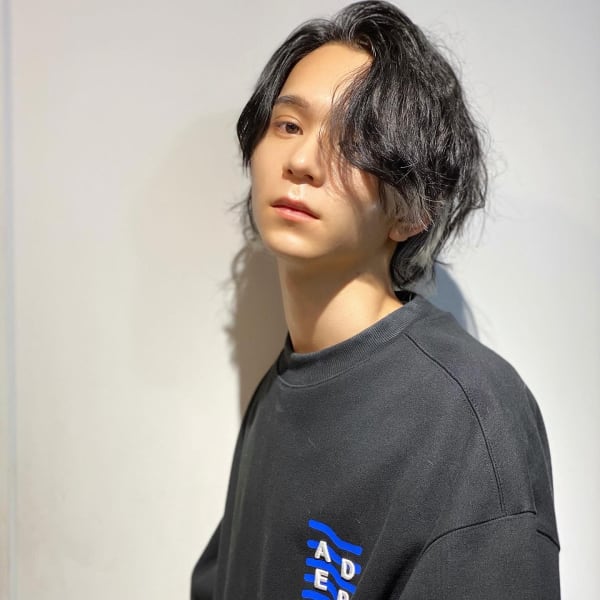 ウルフ ダレるパーマ ブルーブラック 襟足あり|aid 渋谷