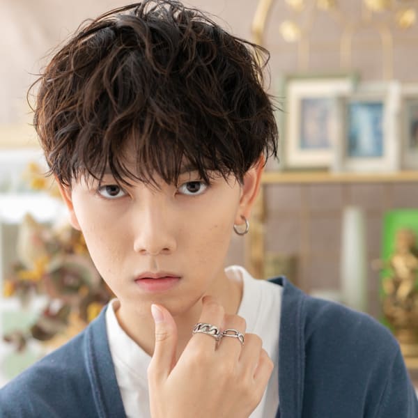 ツイストパーマモテ髪マッシュショート ダークアッシュ