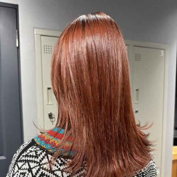 グレージュカラー/ボブウルフ/黒髪/ココアベージュ