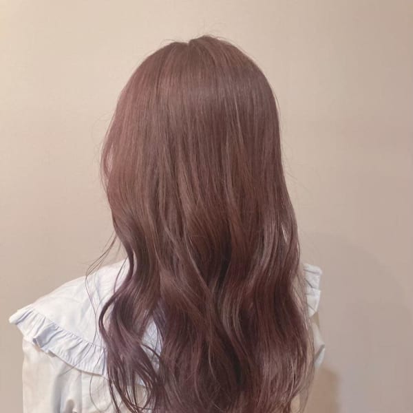 大人可愛い髪質改善カラーラベンダーベージュ毛先パーマ透明感