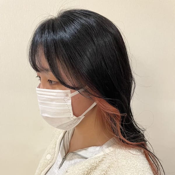 インナーカラー/ピアスカラー/コーラルピンク