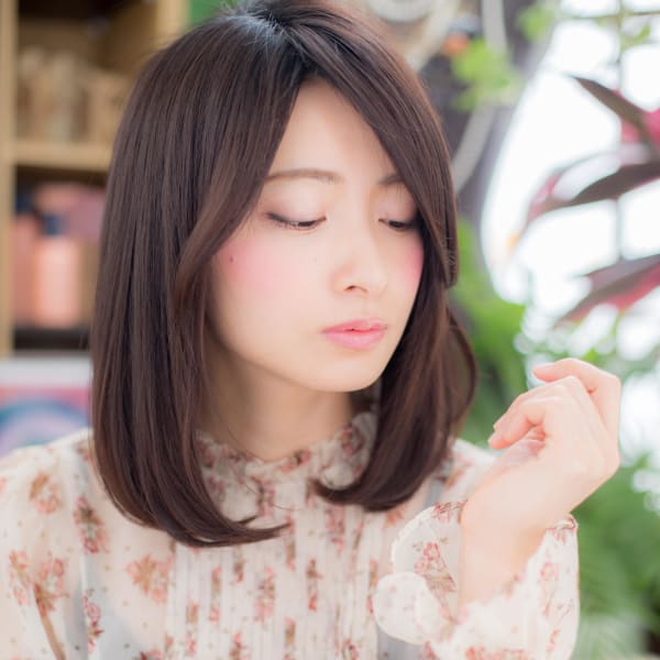 ナチュラル感◎黒髪シアーグレージュセミディ うるツヤ