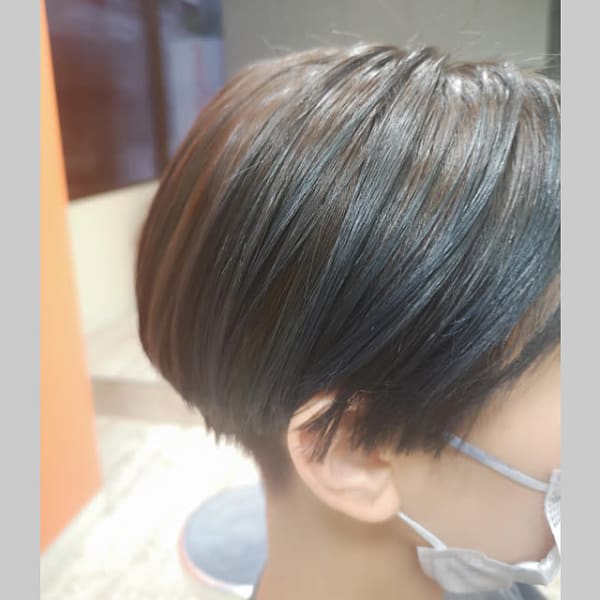 骨格調整カット&ネイビーカラー