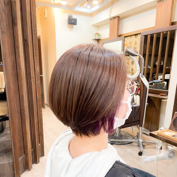 イヤリングカラー&ショートボブ|HairResort fromCoCo