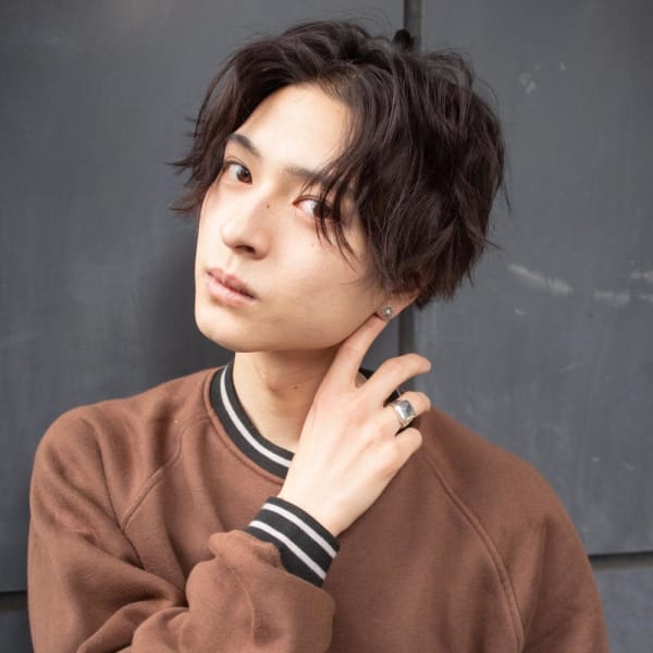 メンズ/センターパート/スパイラルパーマ