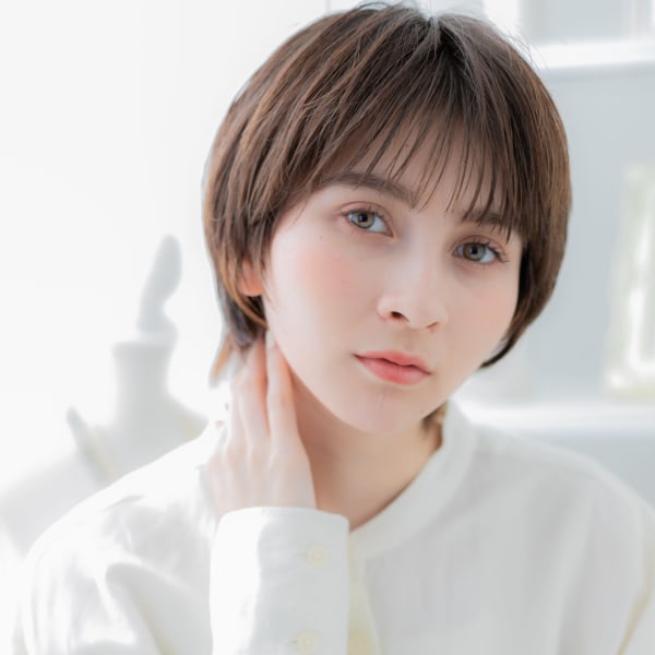 外国人風バイカラーマッシュウルフショート シアーグレージュ