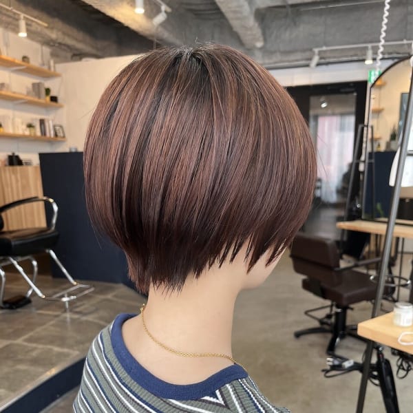 ナチュラルショートボブ チョコブラウン