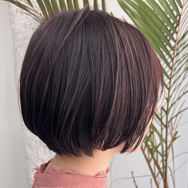 丸みのあるミニボブ さくらピンクベージュ