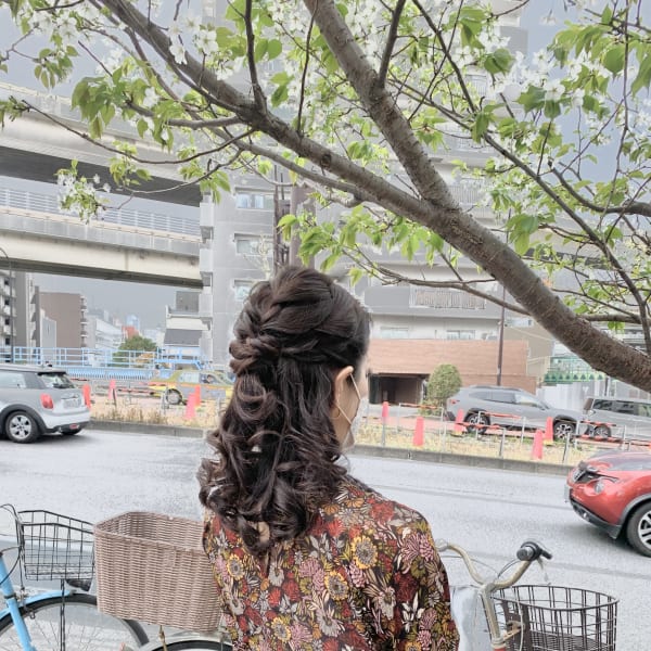 ヘアーセット　ハーフアップ