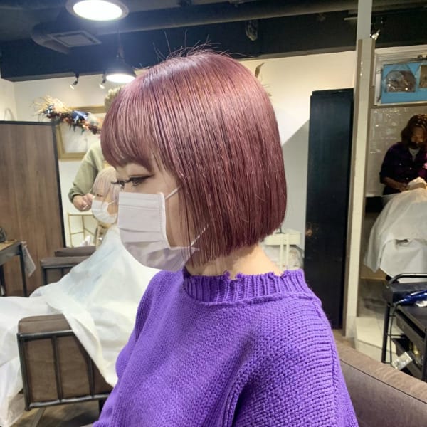 ピンク ショコラアッシュ ヘルシースタイル ふんわりカール