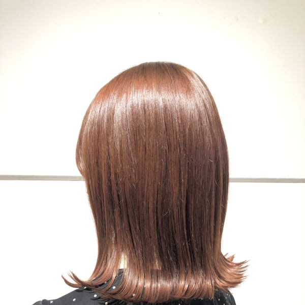 ピンクオレンジ/アジアンカラー/外ハネ/福岡/天神/大名