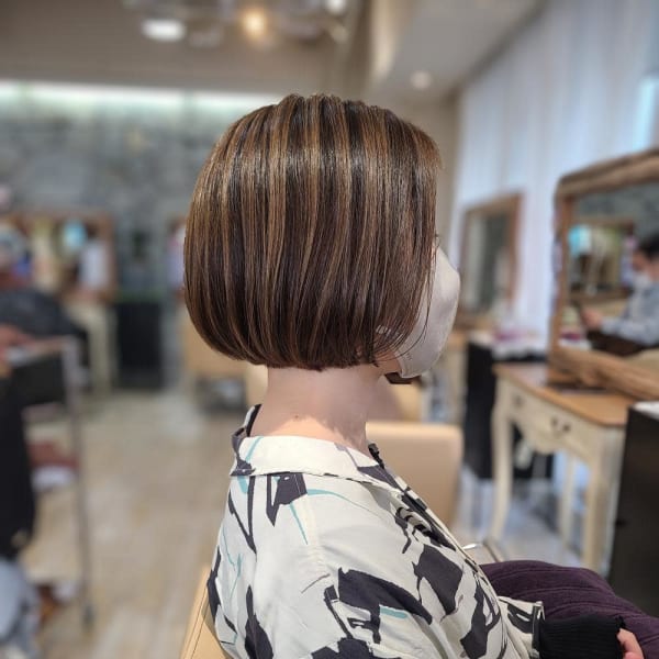 ブリーチなしのハイライト風カラー×ミニボブ|another sky