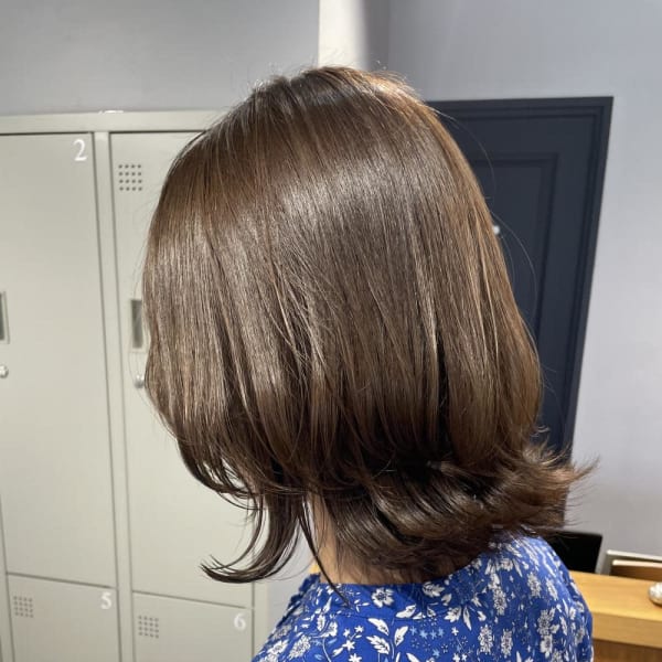 グレージュカラー/ボブウルフ/黒髪/ココアベージュ|shell吉祥寺【白髪ぼかし/ハイライト/髪質改善/縮毛矯正/ショート】