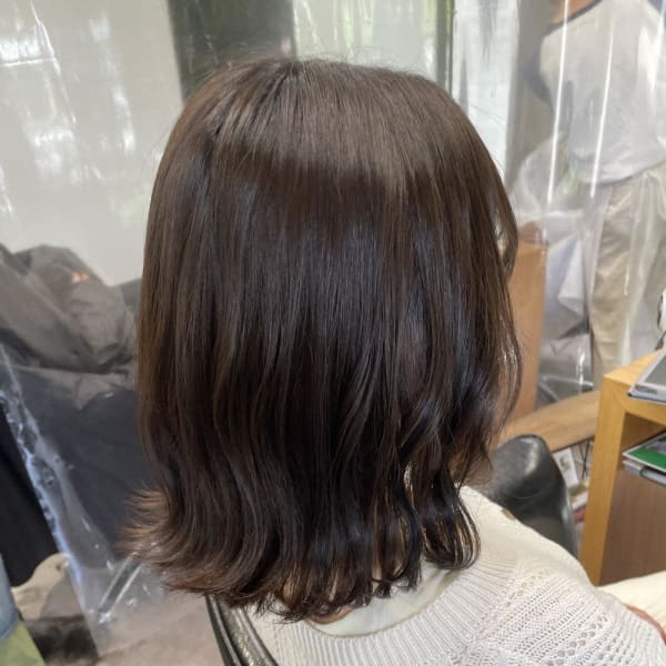 グレージュカラー/ボブウルフ/黒髪/ココアベージュ|shell吉祥寺【白髪ぼかし/ハイライト/髪質改善/縮毛矯正/ショート】