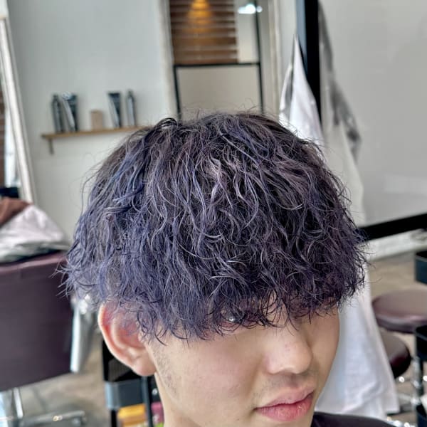 パープル/波巻きパーマ/ブリーチパーマ