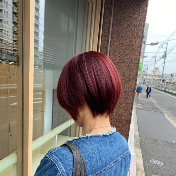 20代30代40代前下がりストレートラベンダーナチュラルボブ