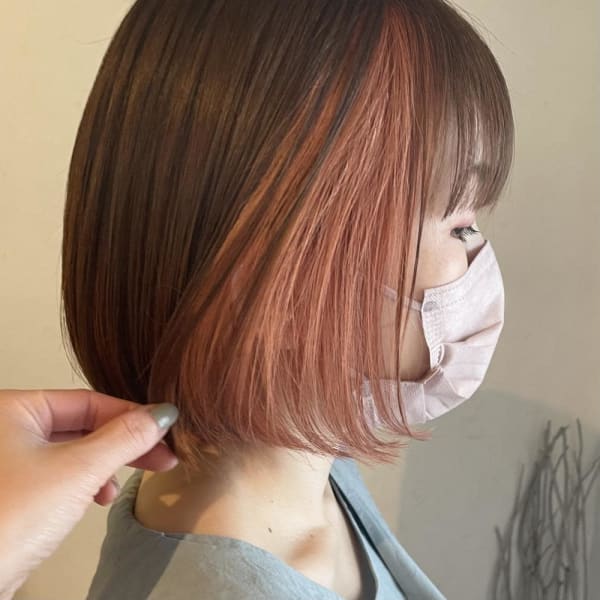 《kitin吉祥寺》シアーオレンジインナーカラー ボブ