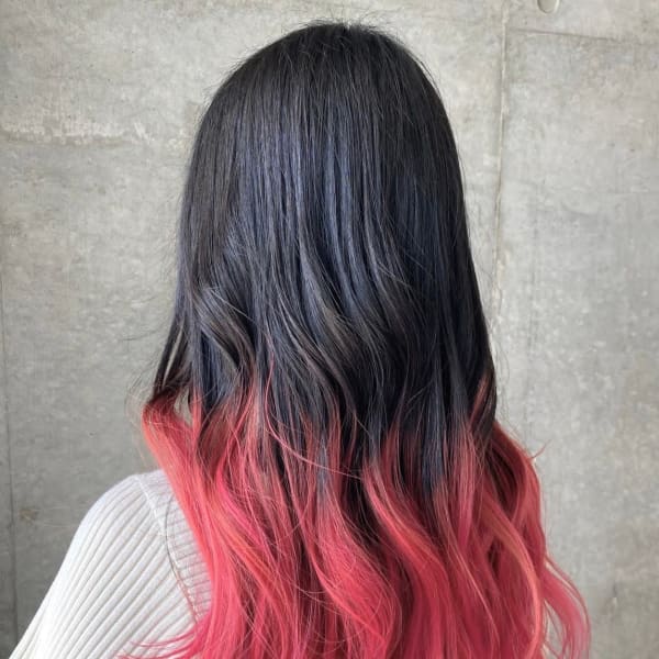 韓国風 ピンクオレンジ ロンググラデーションカラー モード