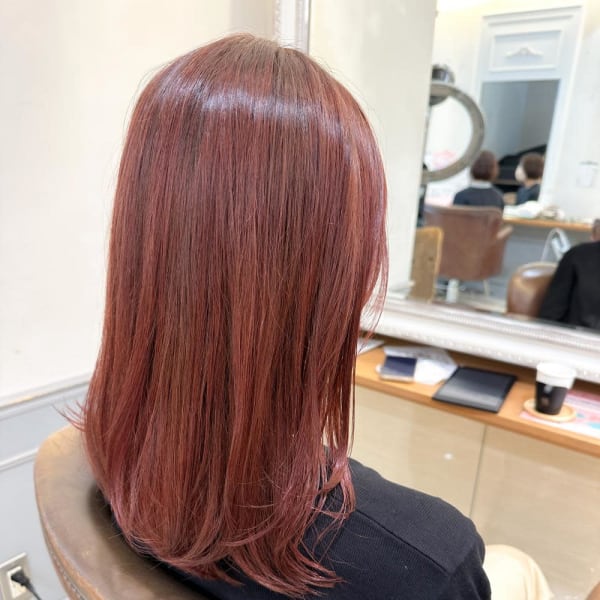 ラベンダーレッドカラー/ブリーチなしで作る艶髪【横浜】k