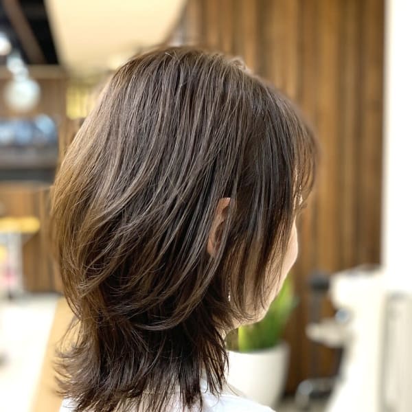 大人可愛い外ハネミディ/20代30代40代/耳かけひし形|QUALIS 上板橋店