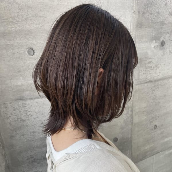 30代40代ミディアムウルフ/ダークベージュ☆山之内