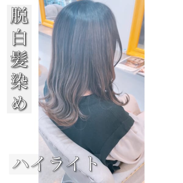脱白髪染めハイライト/グレージュカラー/白髪ぼかし