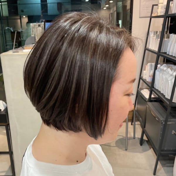ショートボブ/30代/40代/ハイライト