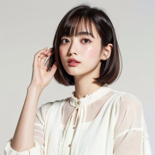 大人ガーリーワンカールボブ☆30歳からのチョコレートカラー|【ricca】髪質改善ヘアエステサロン・横浜反町