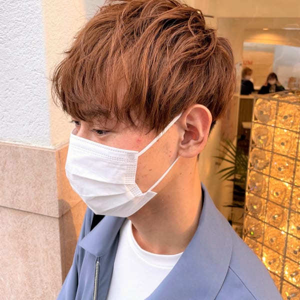 オレンジブラウン×メンズカット