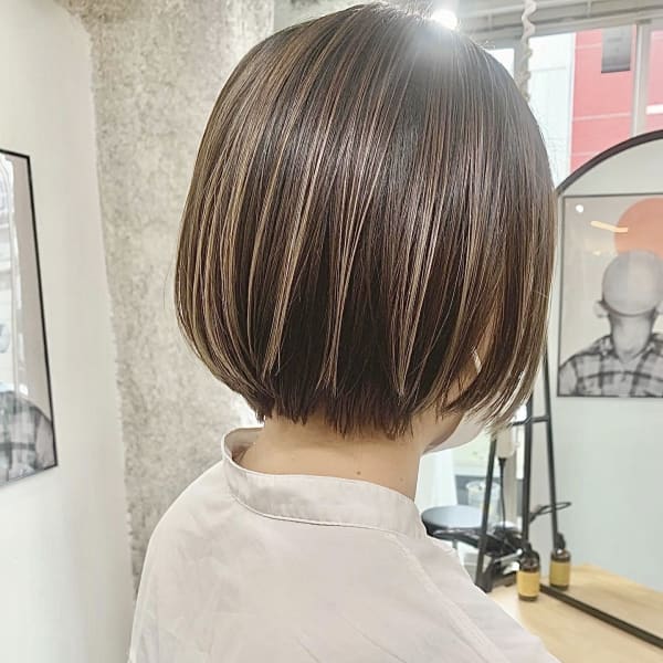 【白髪ぼかしハイライト】グラデーションボブ