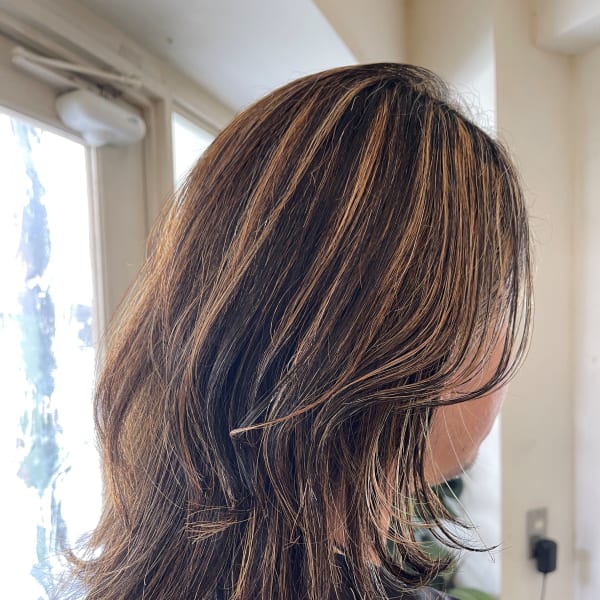 ハイライト白髪ぼかしレイヤー紫シャンプー梅ヶ丘美容室