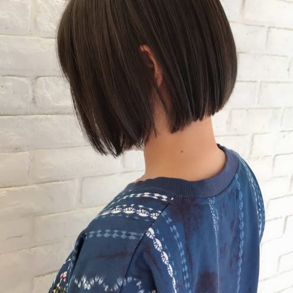 髪質改善ストレート　ミニボブ　ぱっつんショート
