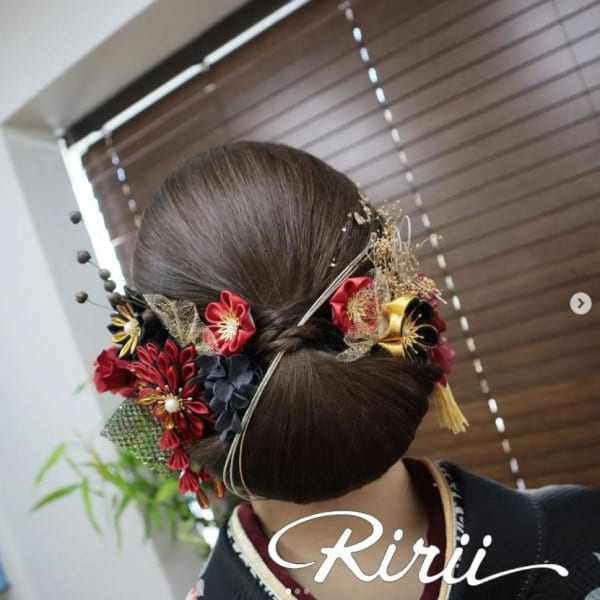 成人式前撮りのお客様シニオンアレンジヘア