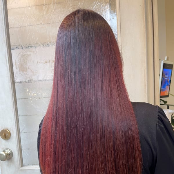 ローズバイオレットサラサラロングストレートブリーチなし梅ヶ丘