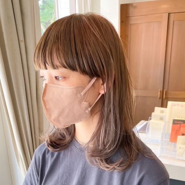 ワイドバング　ミルクティーアッシュ