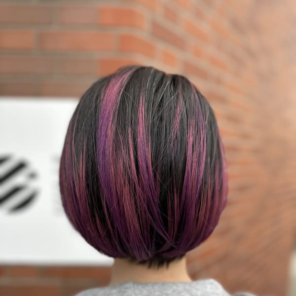 ショートボブ_ブリーチ_パープル|117hair garage