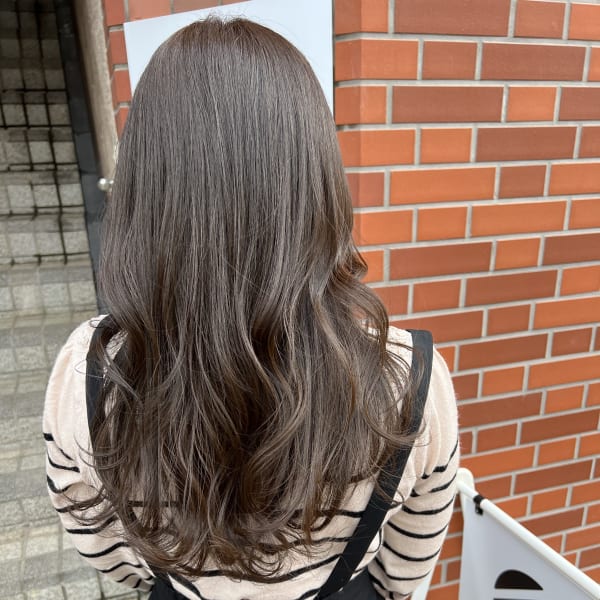 大人グレージュ_艶髪セミロング|117hair garage