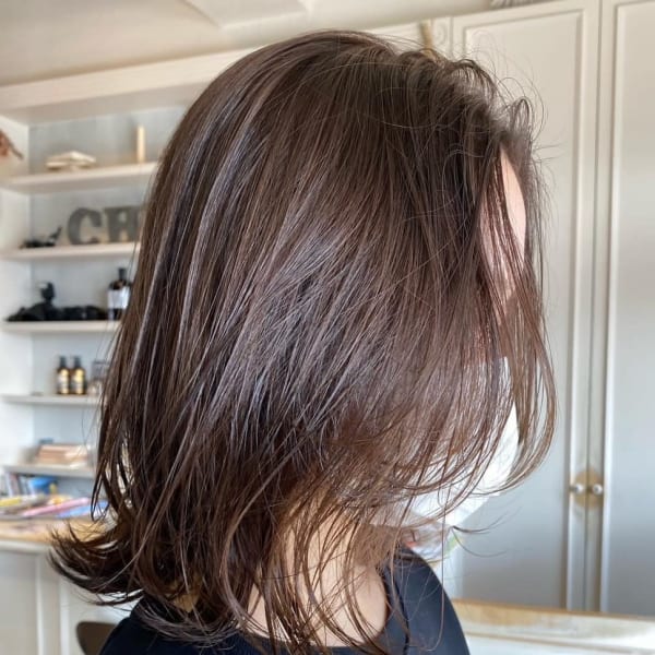 韓国風へア ヨシンモリ 外ハネボブ ブラウン