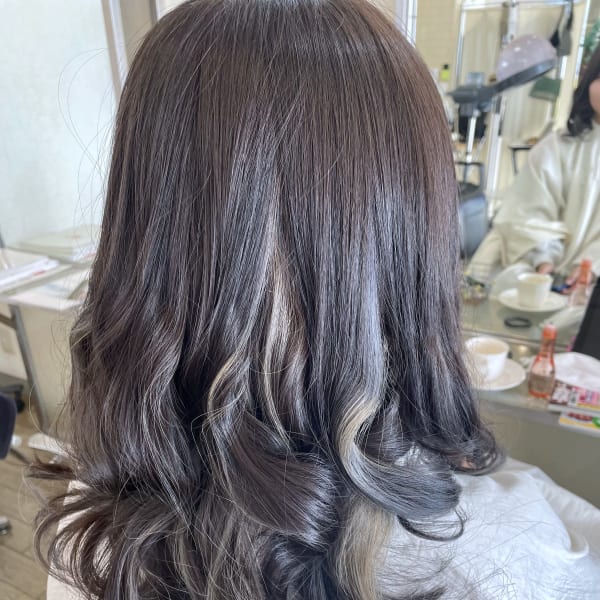 レイヤーアイロン巻き髪ブリーチONカラーstyle