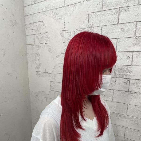 蛍光レッドカラー/派手髪カラー