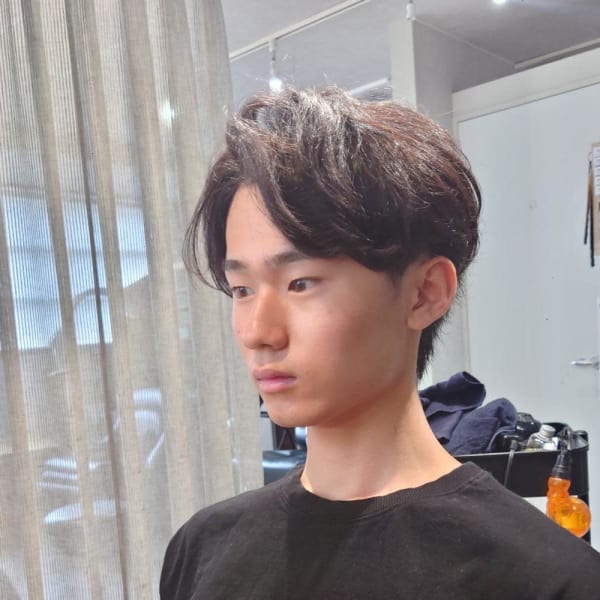 清潔感メンズナチュラル]ビジネスメンズショートアップバング