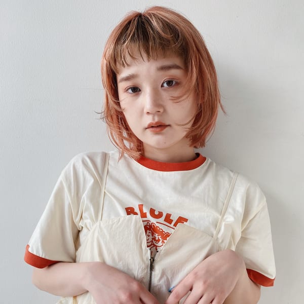 ショートバングのボブウルフ