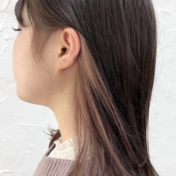 インナーカラーピンクイヤリングカラー(所沢)