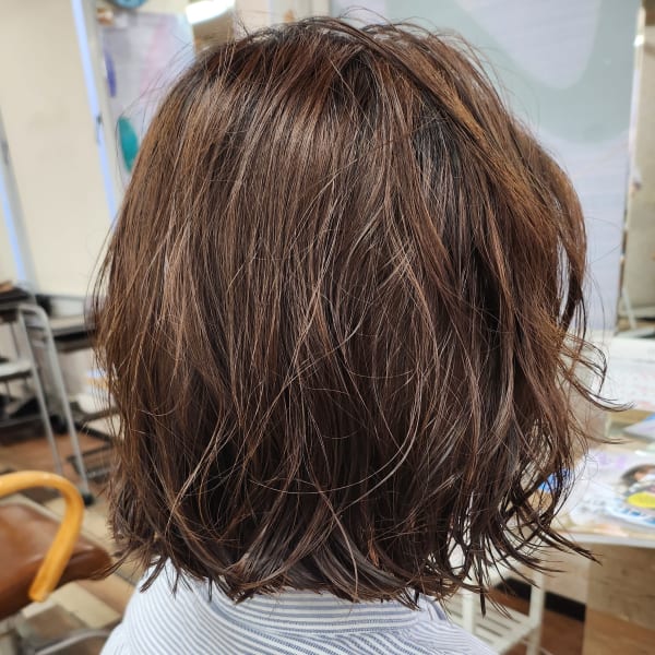 切りっぱなしボブ×ニュアンスパーマ